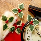 1102030 шт. Шелковый цветок, искусственные листья, искусственные ягоды Падуба, красная вишня, маленькие фрукты, Рождественское украшение для дома