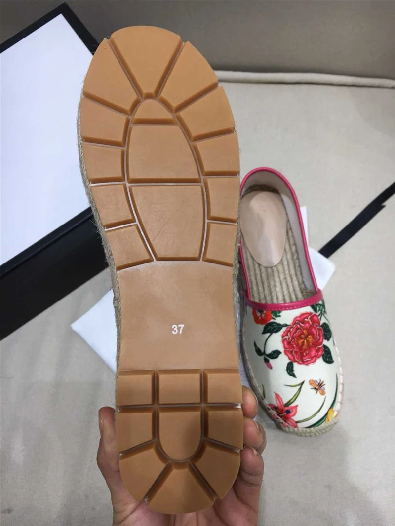 

Newest Fishermen Platform Shoes Women Desginer Luxury Brand Handmade Weave Printing Flower Loafers Slip on Casual Shoes