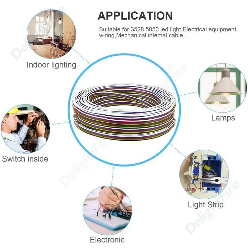 RGBW CCT для светодиодов ленточный кабель 20AWG 6 контактный переходник с внутренней