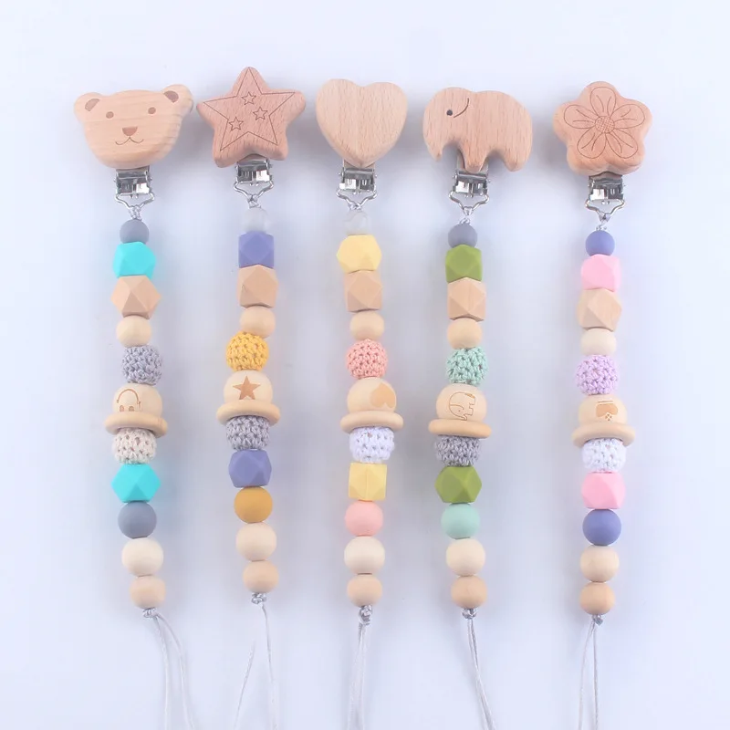 

Baby Silicone Nipple Clip Chain Baby Bottle Clip Chain Cartoon Animal Teething Chain Baby Teether Pacifier