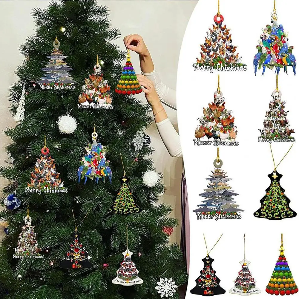 

Hanging Pendant Merry Christmas Design Drop Ornaments Weaher Resistant Wooden Auto Crafts Xmas Tree Decoration Festival Gift
