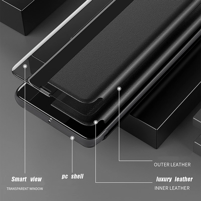Новый Умный большой кожаный чехол для Huawei P40 P30 Pro P20 чехол-подставка Mate 20 40 Fundas |