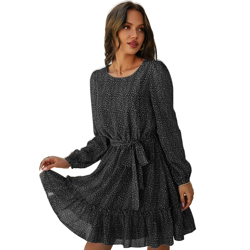 

Robe imprime col rond et corset pour femmes, nouvelle collection printemps et 2021