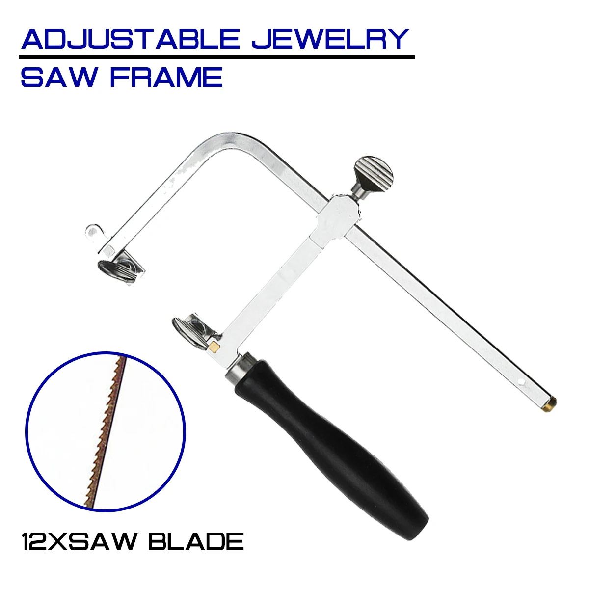 

Saw 12Pcs Blade + Adjustable Jewelry Saw Frame 18.5x8.7cm For Jewelry Making Woodworking With Wood Handle Repair Craft Tool
