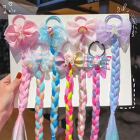 new girls cute cartoon bow butterfly colorful braid rubber bands headband children ponytail holder fashion hair accessories