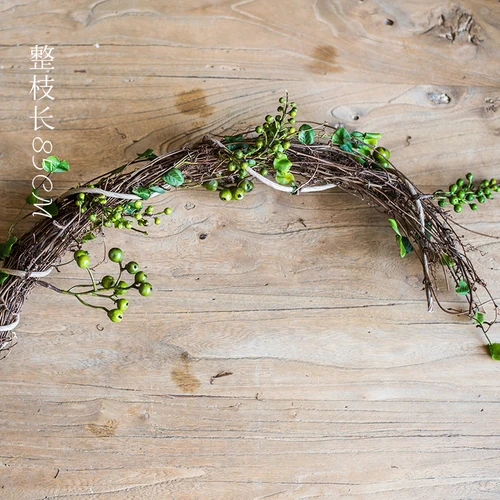 85cm length Rattan garland artificial plants leaves berry red peas branches wedding celebration christmas decoration - Цвет: green