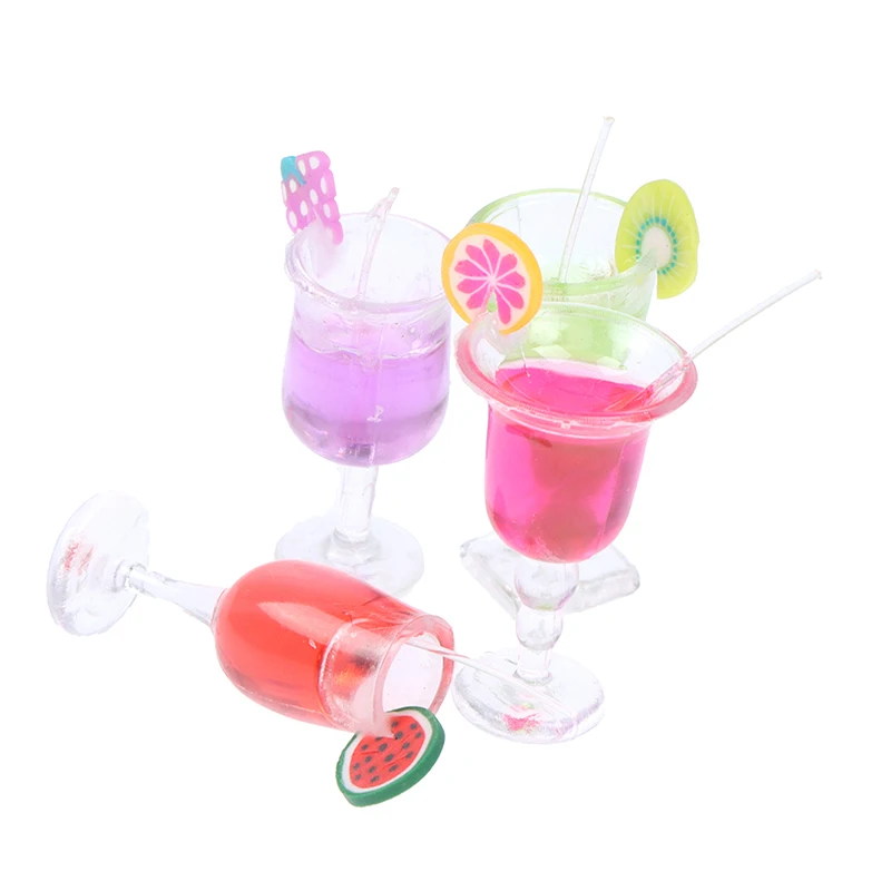 

1/6 Scale Dollhouse Miniature Food Macaron Fruit Drink Goblet Bottle for blyth Barbies Doll house Miniture Toys 2pcs/lot