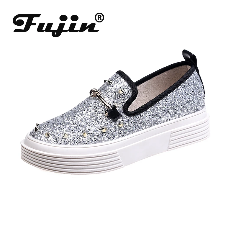 Fujin/женские кроссовки Сезон весна 2020 года Модные дышащие Туфли с круглым носком