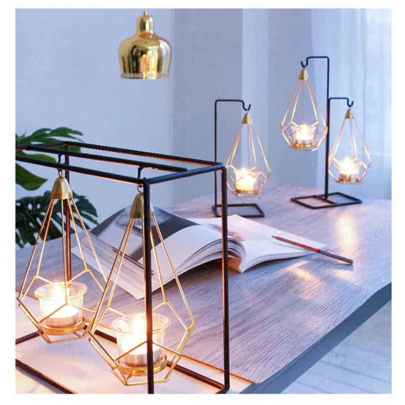 Скандинавский подсвечник кованая железная настольная люстра обеденный