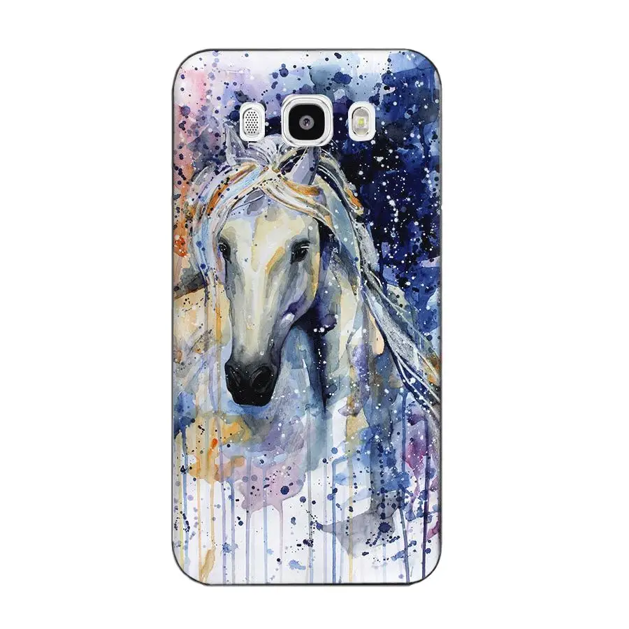For Samsung Galaxy J1 J3 J4 J5 J6 J7 A10 A20 A20E A3 A40 A5 A50 A7 2016 2017 2018 Ultra Thin Watercolor Horse Oil Painting images - 6