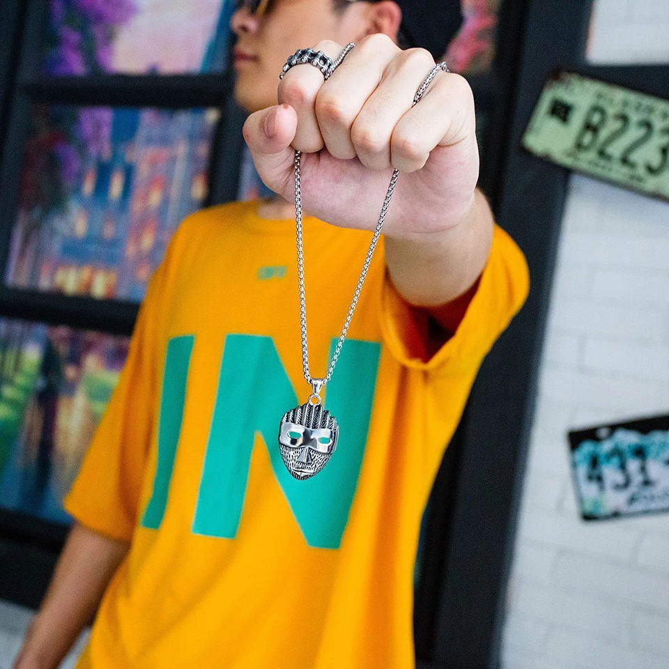 Маска мужское ожерелье хип-хоп Рок уличная культура титановая нержавеющая сталь