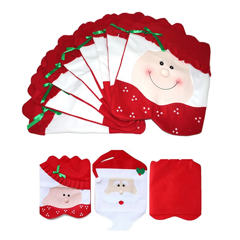 Рождественские чехлы на спинки стула мистер и миссис Санта Клаус Нескользящие