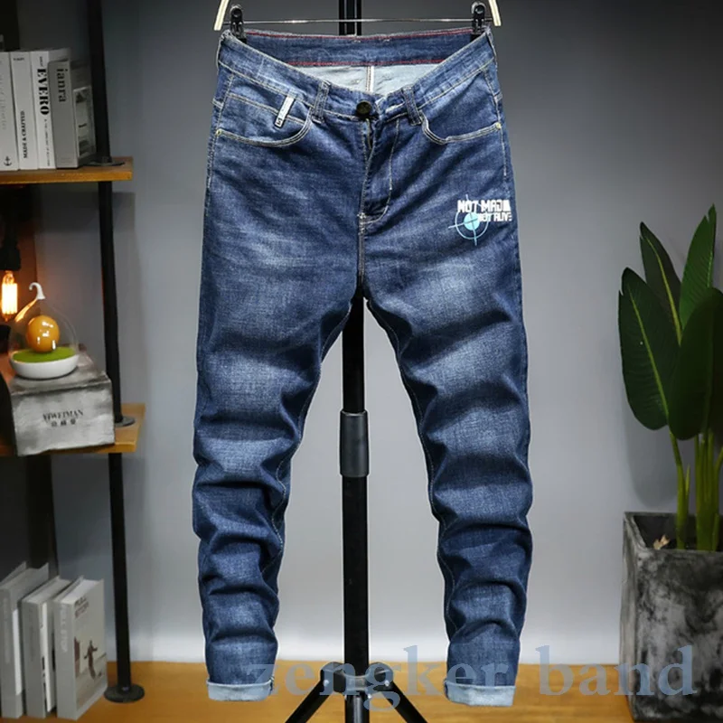 Весенние мужские джинсы больших размеров облегающие брюки с эластичной резинкой