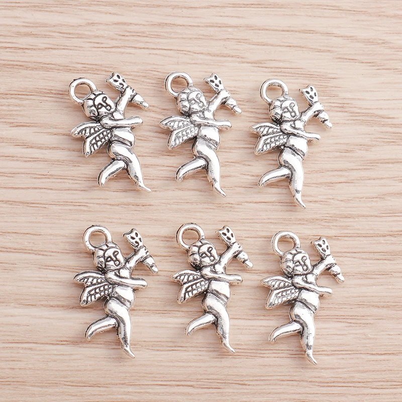

20pcs 14*23mm Tibetan Silver Color Alloy Angel Charms for Making Cute Drop Earrings Pendant Necklaces DIY Craft Jewelry Findings