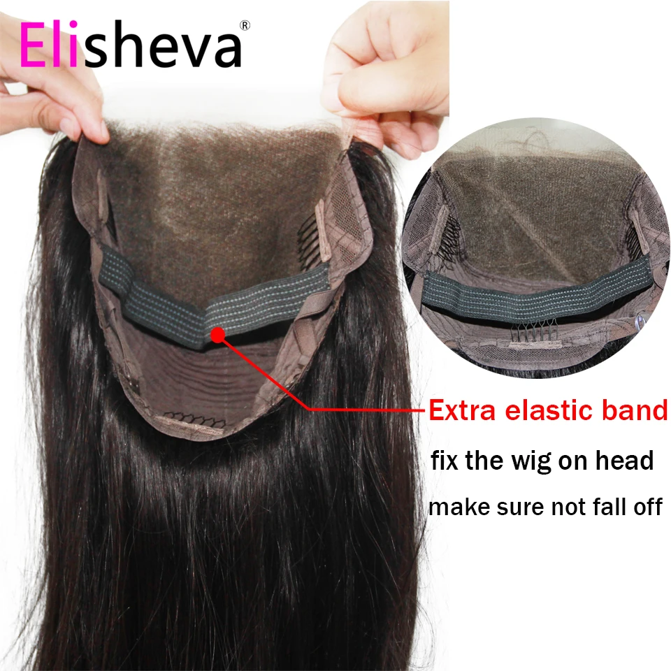 

PrePlucked Straight Lace Front Human Hair Wig With Bangs 13x4 Lace Frontal Wig Brazilian Remy 4X4 Closure Wig For Women 150%