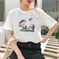 2021 summer women t shirt cute hedgehog printed tshirts casual tops tee harajuku 90s vintage white tshirt female clothing