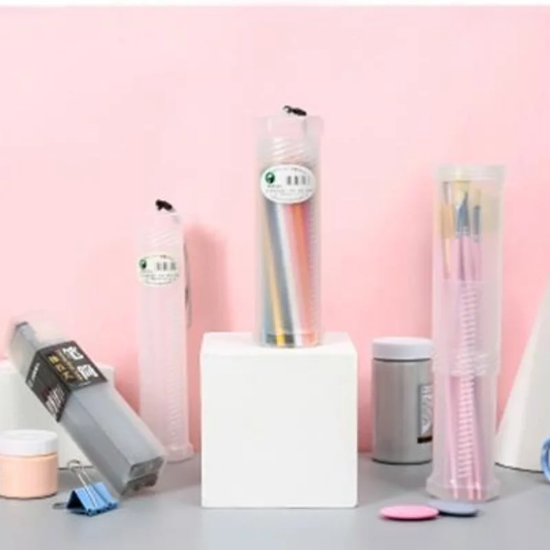 

Retractable plastic pen holder large and medium-sized sketch pencil brush gouache paint portable pencil storage box