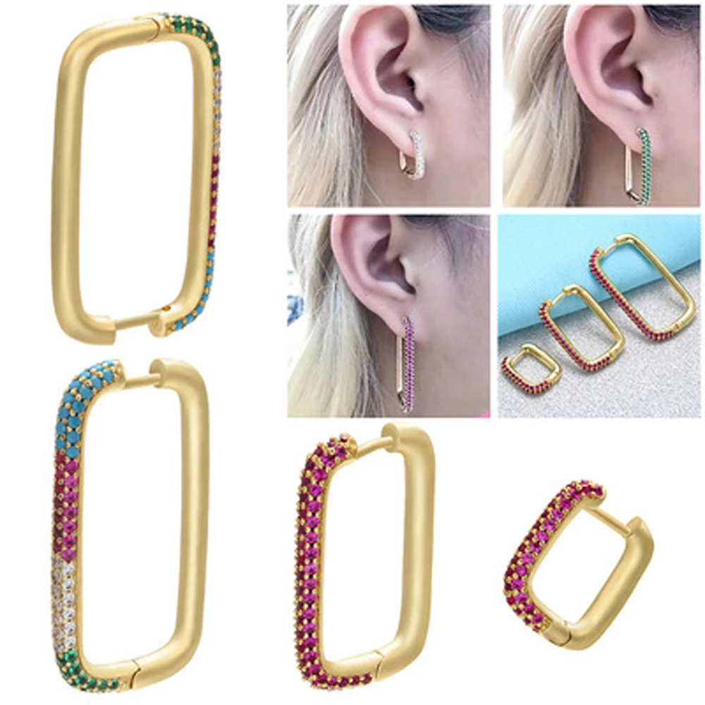 

Женские прямоугольные серьги Rhinstone, 3 размера, 12 цветов на выбор