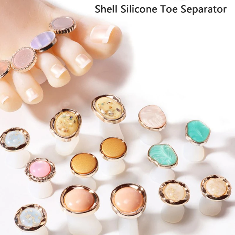 

8Pcs Silicone Toe Separator Charming Pearls Design Foot Nail Art Tools