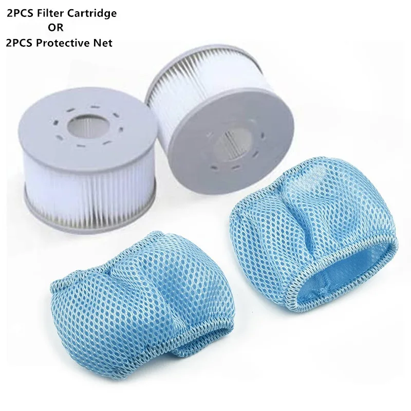 2pcs/set For Mspa Hot Tubs Swimming Pool Filters Cartridge And Filter Protective Net Mesh Cover Strainer Pool Spa Accessories