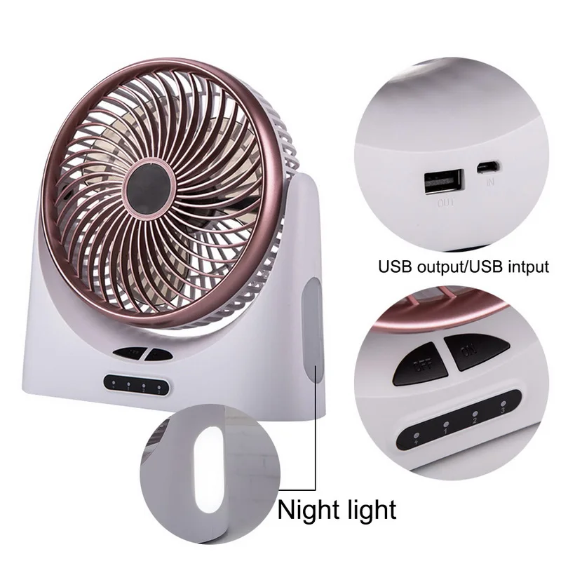1 шт. портативный мощный Настольный вентилятор с ночным светильник USB