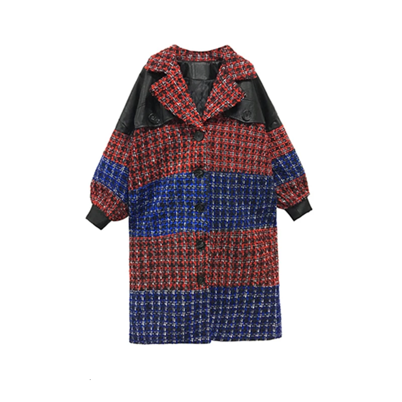 CHICEVER клетчатое хитовое цветное твидовое пальто женское воротник с лацканами