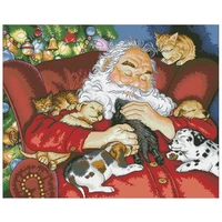 top new sleeping santa patterns counted cross stitch diy chinese cross stitch kits embroidery needlework sets home decor