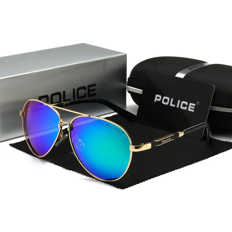 

1382 POLICE Summer Retro Design Mens Sunglasses Polarized Pilot High Definition Driving Mirror Sunglasses Men Gafas De Sol