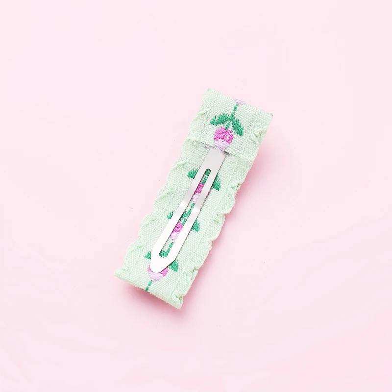 Horquillas con bordado Floral para beb&eacute;, accesorios para el cabello para ni&ntilde;a, pinzas para el pelo cuadradas, pasador BB, 6 uds.-4