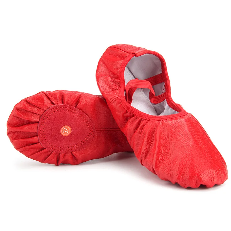 Genuine Leather Flat Slippers White Beige Red Black Salsa Ballet Shoes For Girls Children Woman Yoga Gym |