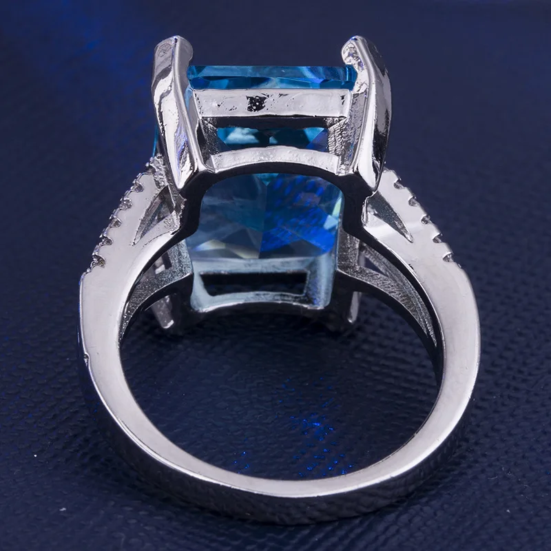 Ретро квадратное ювелирное изделие из синего камня роскошное большое кольцо