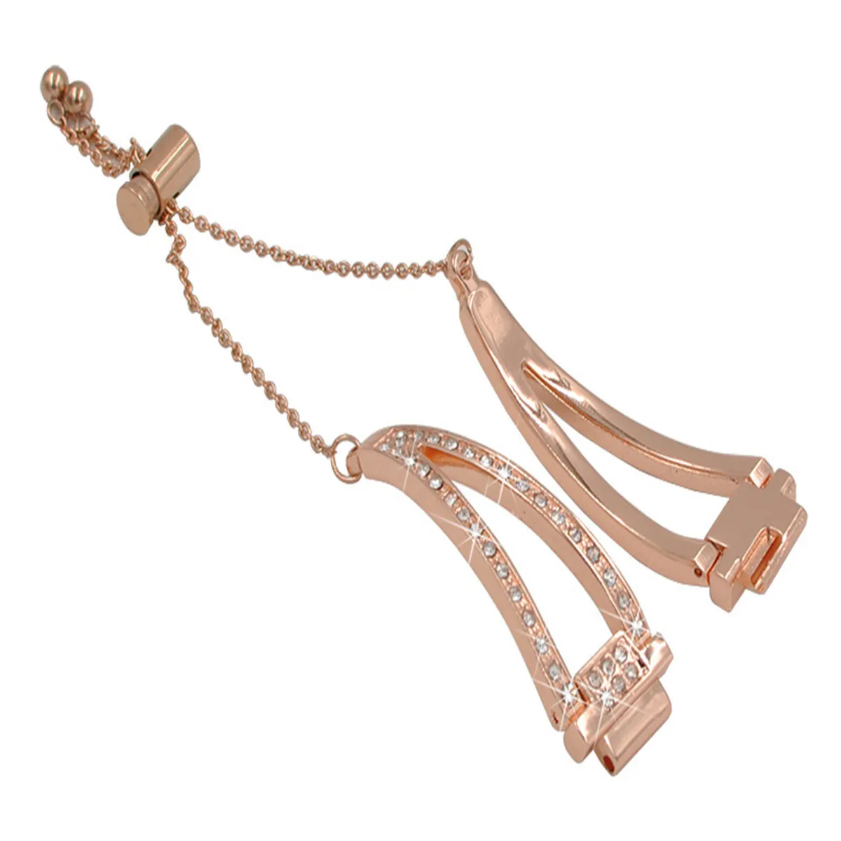 

Applicable to Fitbit Inspire/HR Smart Bracelet V-Shaped Curved Diamond-Embedded Metal Strap Full Diamond Rhinestone Steel Belt