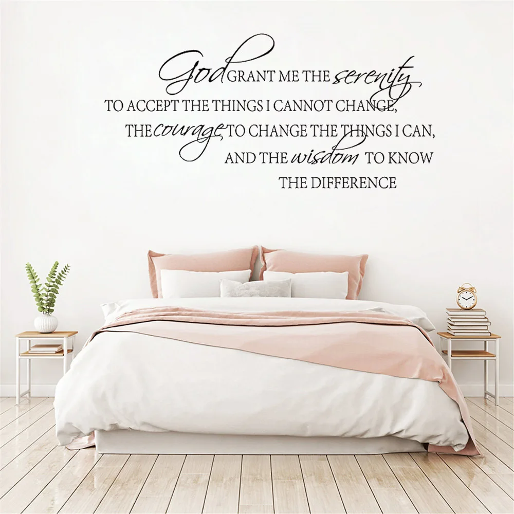 

God Grant Serenity Prayer Quote Wall Sticker For Bedroom Living Dinning Room Verse Jesus Wall Decal Vinyl Mural DW9417
