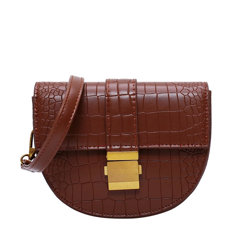 

Crocodile Pattern Crossbody Bags Women Semicircle Messenger Bag Pu Leather Vintage Handbags for Lady Bags Designer Shoulder Bag