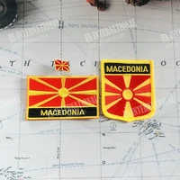 macedonia national flag embroidery patches badge shield and square shape pin one set on the cloth armband backpack decoration