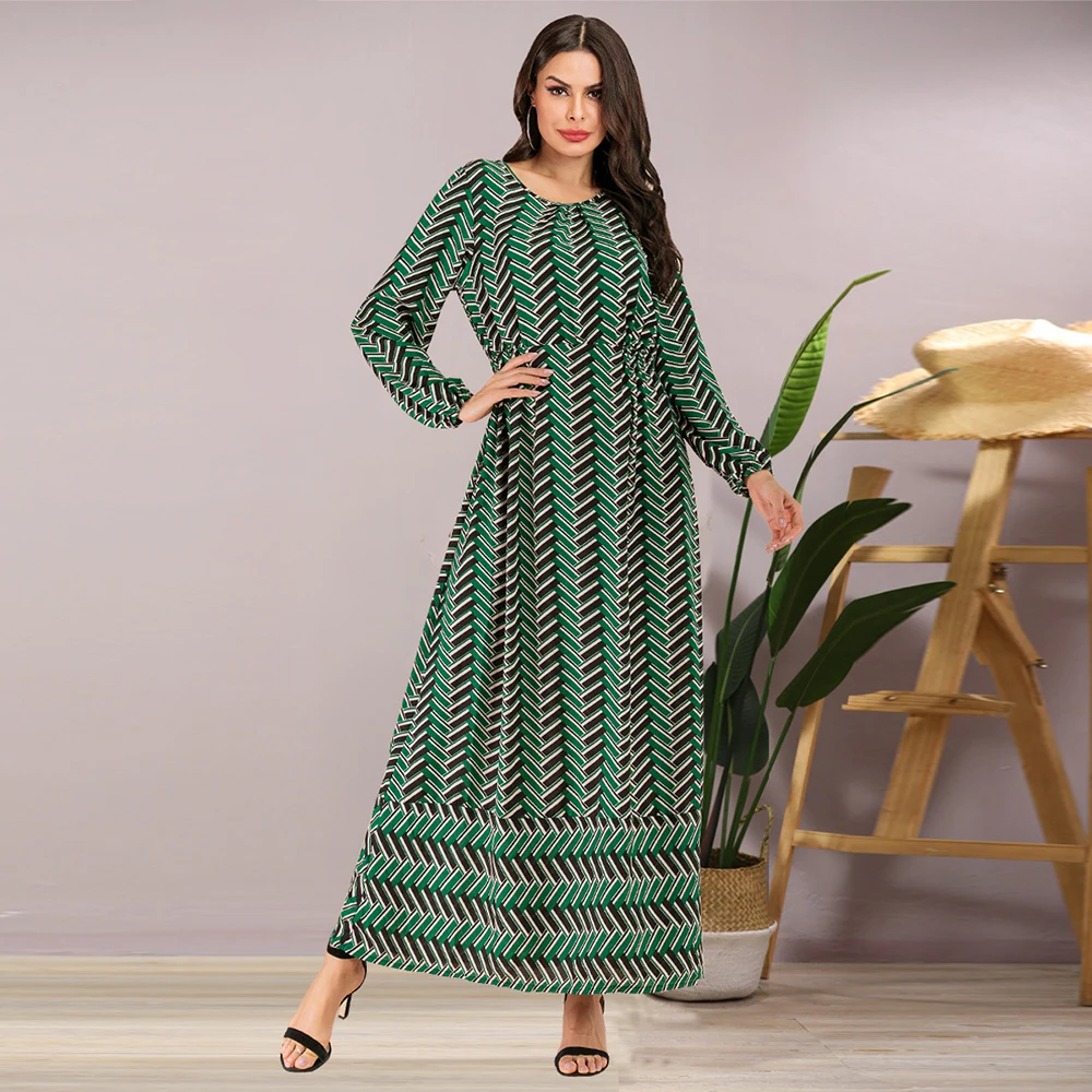 Siskakia модное тонкое длинное платье макси с круглым вырезом и длинным рукавом