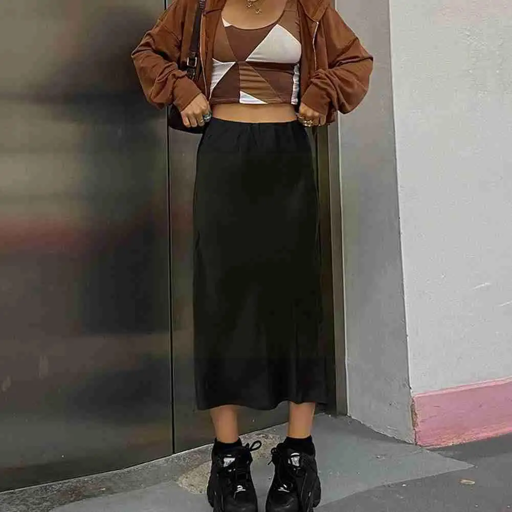 Горячая новинка женские уличные хипстерские юбки с разрезом и высокой талией