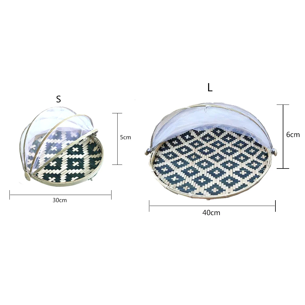 

Bamboo Storage Basket Anti-Mosquito Dustproof Handmade Round Storage Basket Mesh Drying Basket Tray Drying Dustpan Basket #W0
