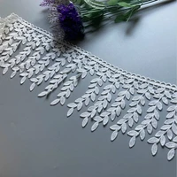 2 yard white cotton leaf tassel fringe flower embroidered lace trim ribbon fabric diy wedding sewing supplies craft decoration