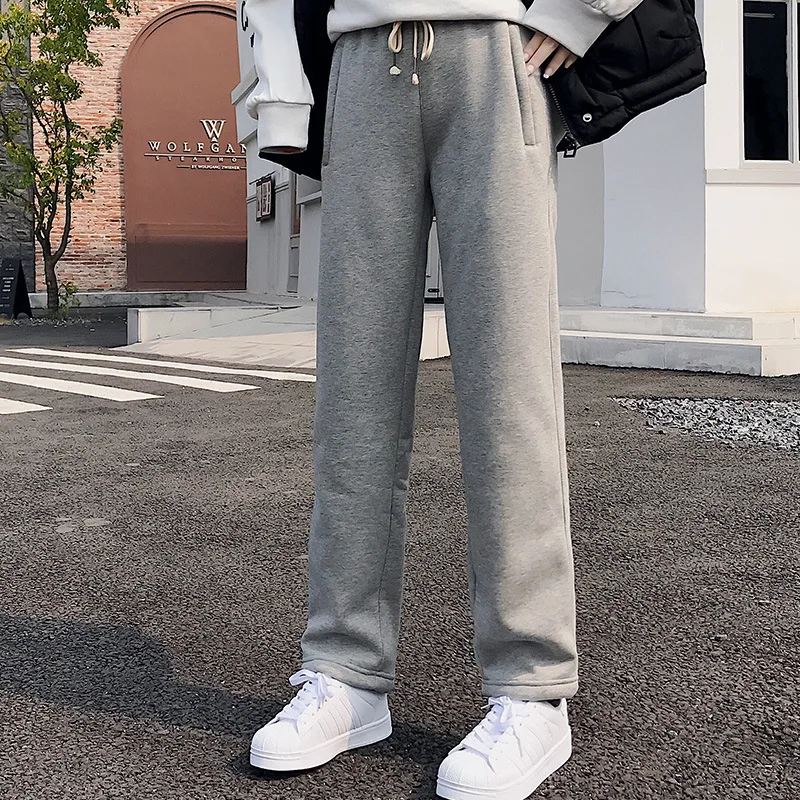 

2021 winter new Korean loose plus velvet padded harem pants wide leg pants casual pants nine radish pants women