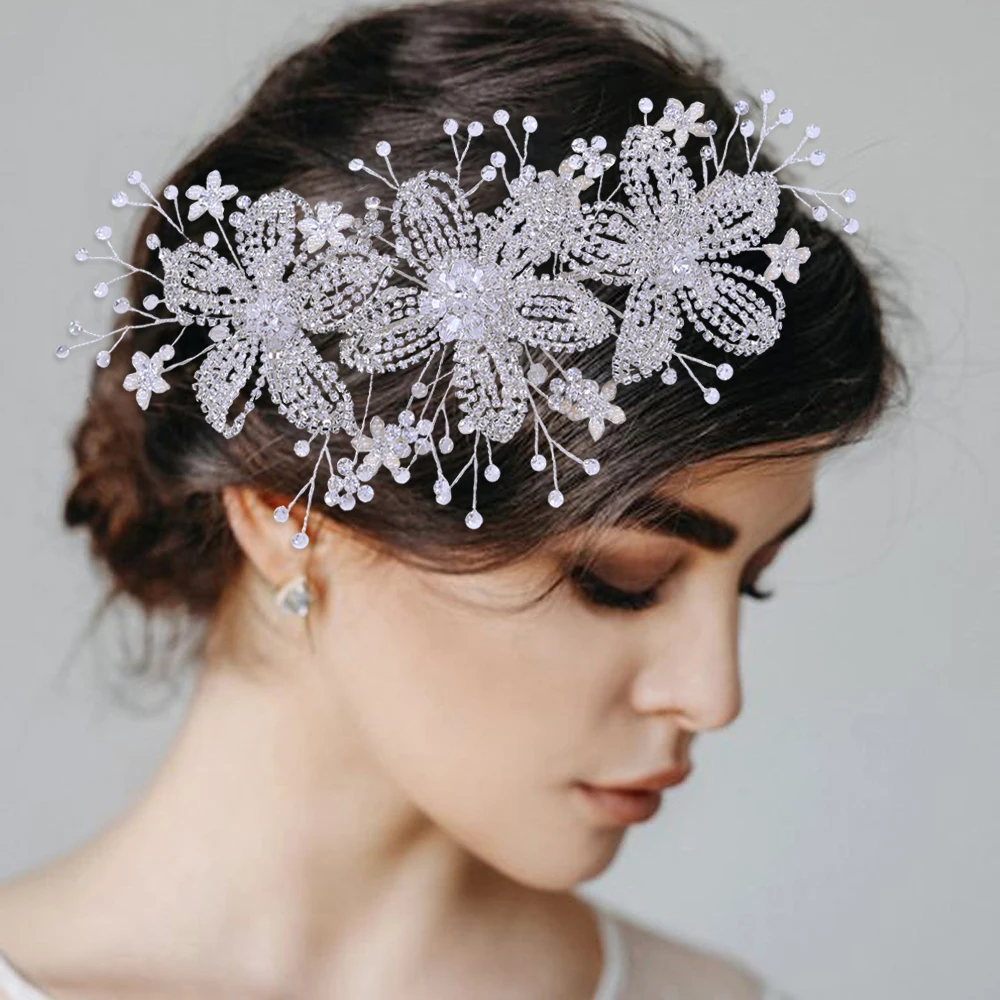 

TRiXY H252 Silver Golden Women Headband Wedding Headpieces Rhinestone Bridal Hair Ornaments Bridal Tiara for Bride Bridesmaids