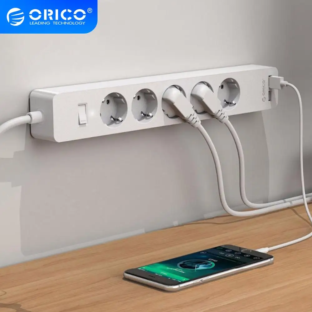 ORICO USB блок питания розетка с 2 2.4A Быстрая зарядка стандартный удлинитель Домашняя