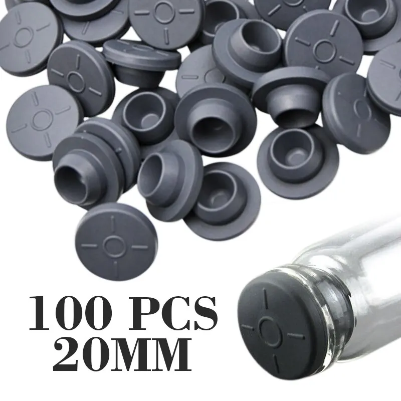 

100Pcs Rubber Stoppers Self Sealing Injection Ports Inoculation Medical For 20mm Glass Bottles Supplies