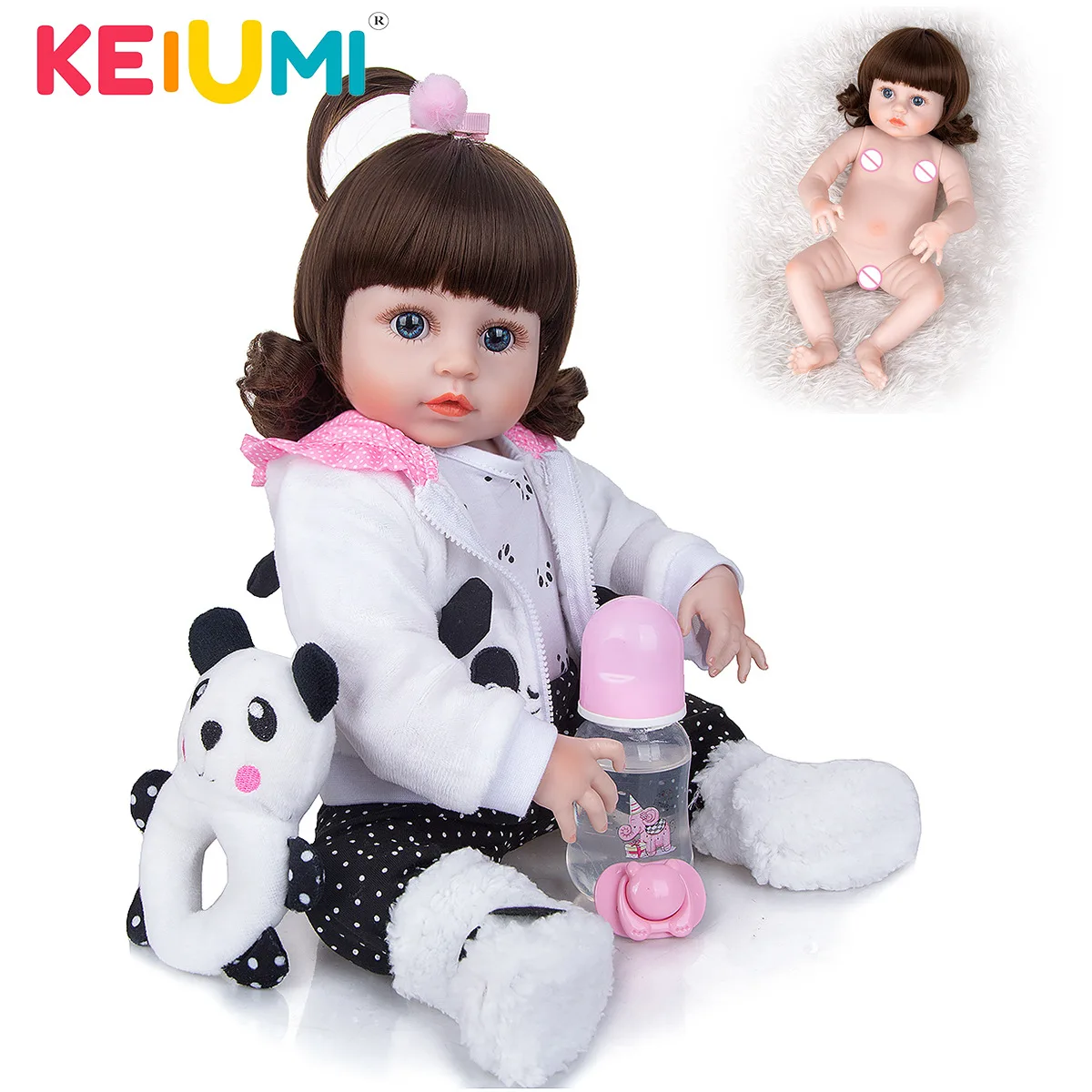 

48cm Baby Dolls KEIUMI Baby Reborn Doll Silicone Body Doll Toys For Girls Baby Toddler Dolls Real Alive Newborn Children Gifts