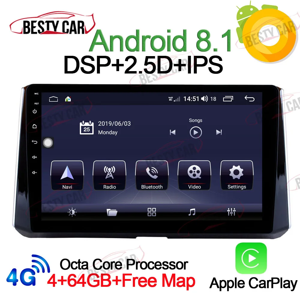 10," Android 8,1 автомобильный мультимедийный плеер стерео gps для Toyota Corolla авто радио головное устройство DSP 4 Гб ram