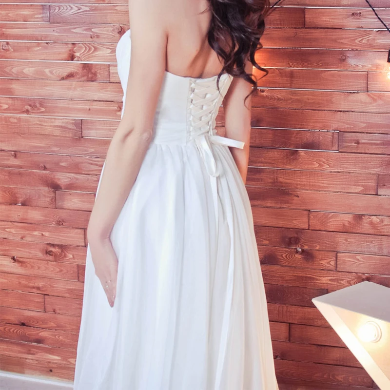 

Lover Kiss A Line Wedding dress 2021 Strapless Beach Bridal Dress Boho Vestidos De Noiva Simple Backless White
