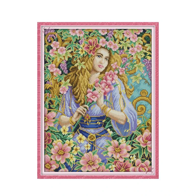 

Цветочная фея, 2 узора, наборы для вышивки крестиком, 14CT 11CT, Набор для вышивки крестиком «сделай сам» DMC, Набор для вышивки крестиком