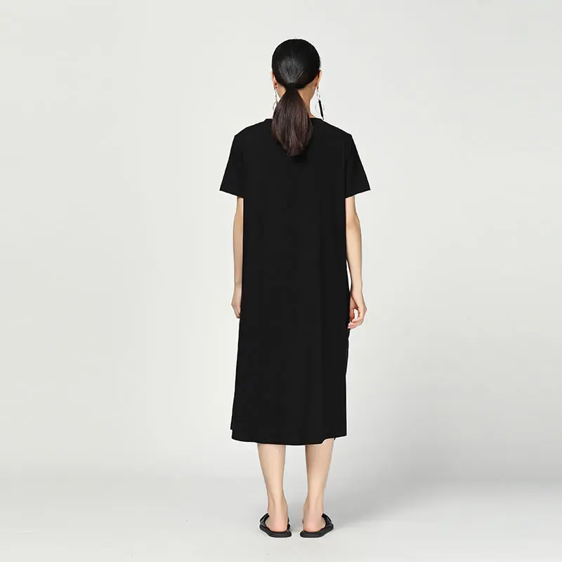 Женское асимметричное платье XITAO летнее свободное с круглым вырезом и коротким