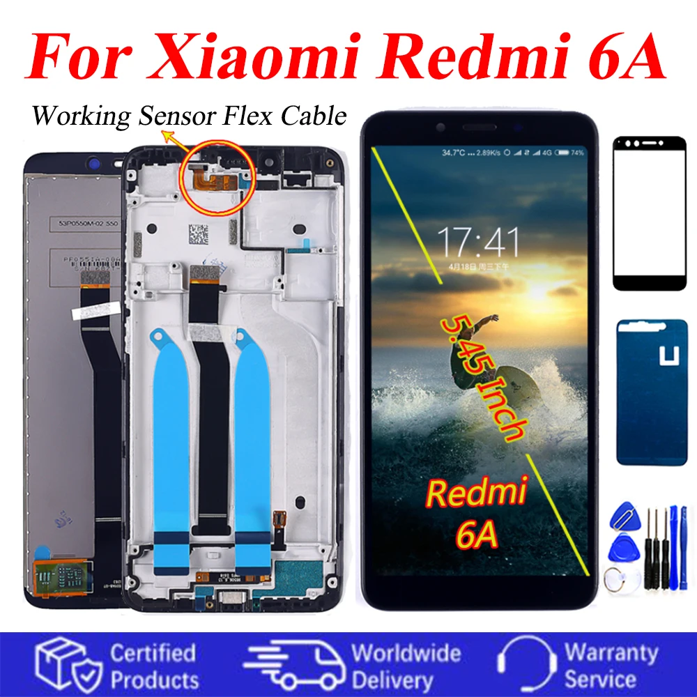 ЖК дисплей 5 45 дюйма для Xiaomi Redmi 6A дигитайзер сенсорного экрана в сборе рамка с