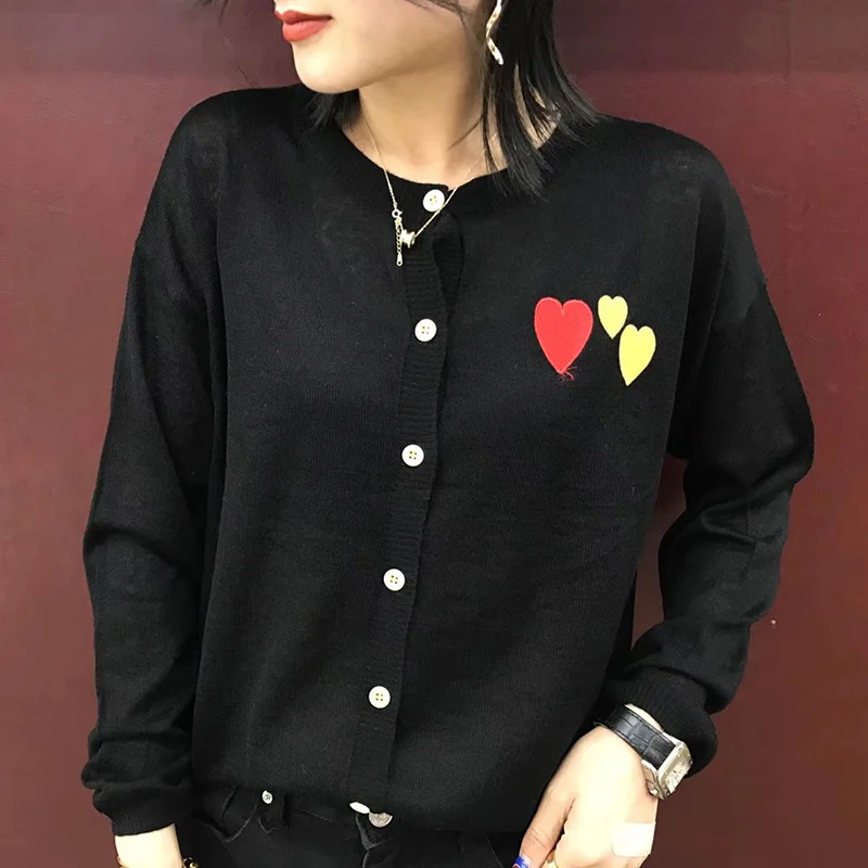 Женский однобортный Кардиган с круглым вырезом повседневный тонкий вязаный